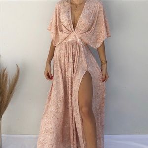 Olivaceous Deep V Maxi Dress